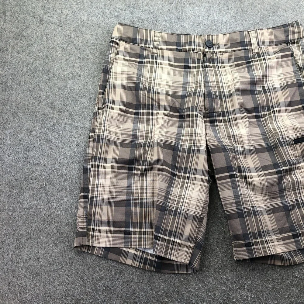 The North Face Shorts Mens 32 Brown Plaid Cargo Nylon 11 Inseam Outdoor Summer
